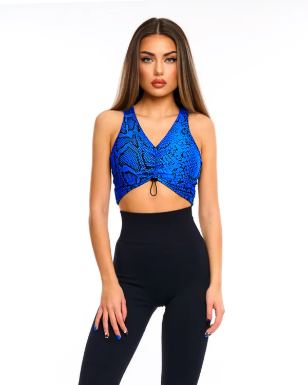 blue animal print bra